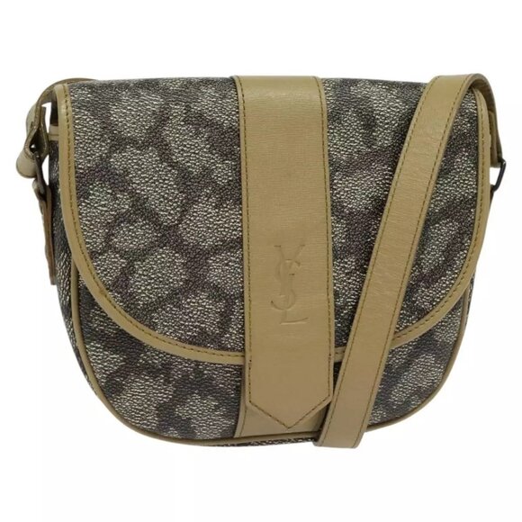 SAINT LAURENT Shoulder Bag PVC embossed Gray Auth BA782 - Picture 1 of 16
